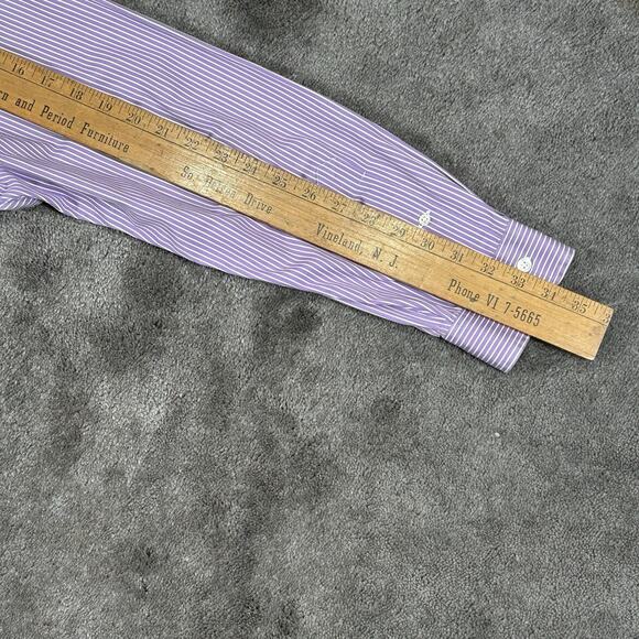 Ralph Lauren Men XL Classic Fit Purple w/ White Stripe Button Down Cotton Shirt - Picture 14 of 14